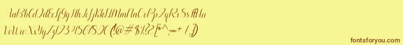 Aurelia italic-Schriftart – Braune Schriften auf gelbem Hintergrund