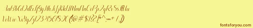 Fonte Aurelia italic – fontes marrons em um fundo amarelo