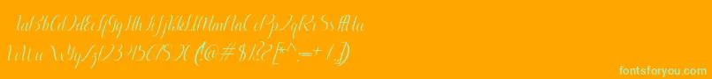 Aurelia italic-Schriftart – Grüne Schriften auf orangefarbenem Hintergrund