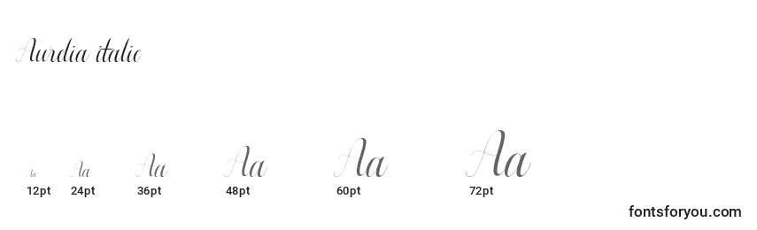 Размеры шрифта Aurelia italic (120257)