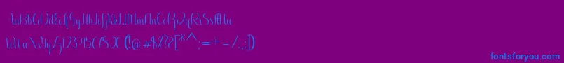 Aurelia regular-Schriftart – Blaue Schriften auf violettem Hintergrund