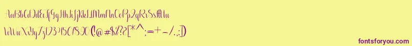 Aurelia regular Font – Purple Fonts on Yellow Background