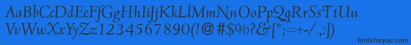 フォントD690RomanItalic – 黒い文字の青い背景