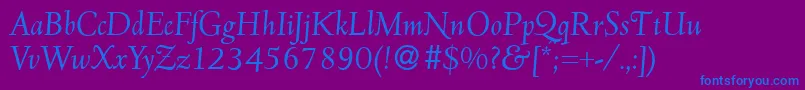 D690RomanItalic-Schriftart – Blaue Schriften auf violettem Hintergrund