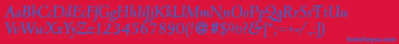 フォントD690RomanItalic – 赤い背景に青い文字