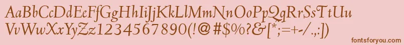 D690RomanItalic-Schriftart – Braune Schriften auf rosa Hintergrund