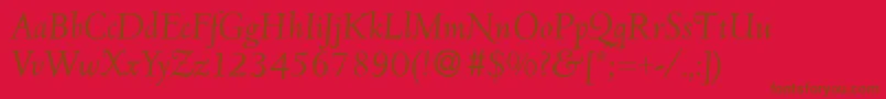 D690RomanItalic-Schriftart – Braune Schriften auf rotem Hintergrund