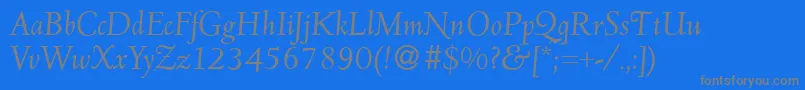 フォントD690RomanItalic – 青い背景に灰色の文字
