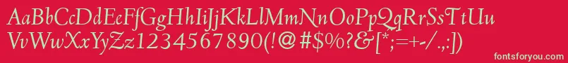 D690RomanItalic-fontti – vihreät fontit punaisella taustalla