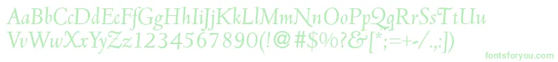 フォントD690RomanItalic – 白い背景に緑のフォント