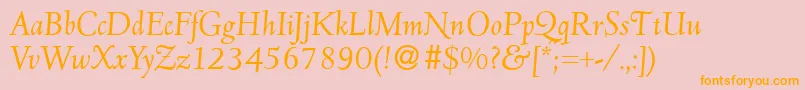 D690RomanItalic-Schriftart – Orangefarbene Schriften auf rosa Hintergrund