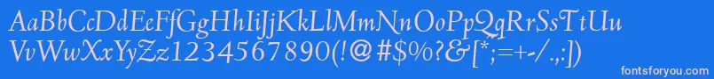 フォントD690RomanItalic – ピンクの文字、青い背景