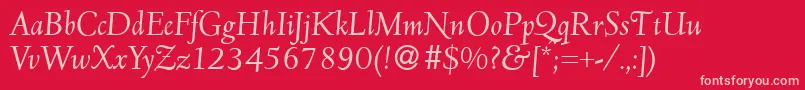 Шрифт D690RomanItalic – розовые шрифты на красном фоне