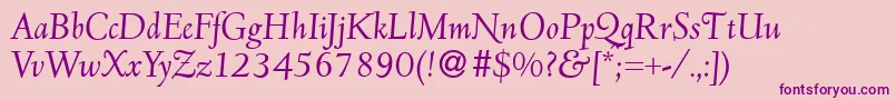 D690RomanItalic-fontti – violetit fontit vaaleanpunaisella taustalla