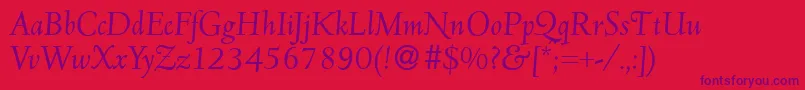 D690RomanItalic-Schriftart – Violette Schriften auf rotem Hintergrund