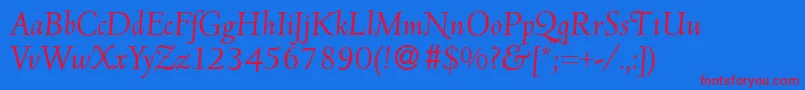 D690RomanItalic Font – Red Fonts on Blue Background