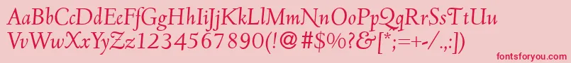 D690RomanItalic-fontti – punaiset fontit vaaleanpunaisella taustalla