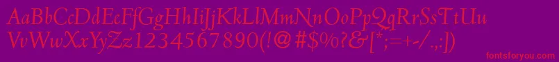 D690RomanItalic-fontti – punaiset fontit violetilla taustalla