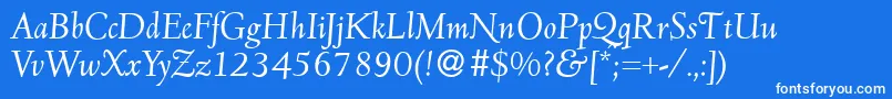D690RomanItalic-fontti – valkoiset fontit sinisellä taustalla