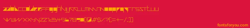 フォントauricom filled – 赤い背景にオレンジの文字