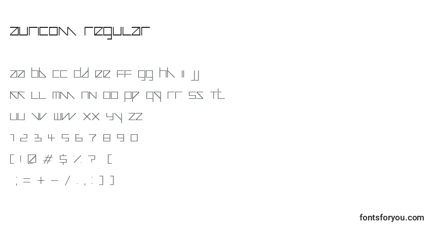 Schriftart Auricom regular – Alphabet, Zahlen, spezielle Symbole