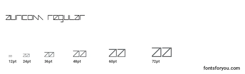 Auricom regular Font Sizes