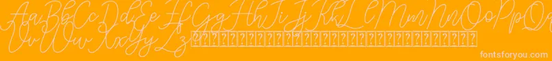 Aurora-Schriftart – Rosa Schriften auf orangefarbenem Hintergrund