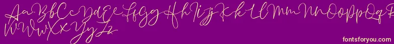 Aussiente Free Version-Schriftart – Gelbe Schriften auf violettem Hintergrund