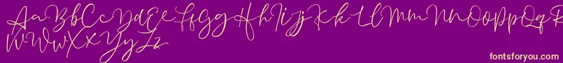 Czcionka Aussiente Free Version – żółte czcionki na fioletowym tle