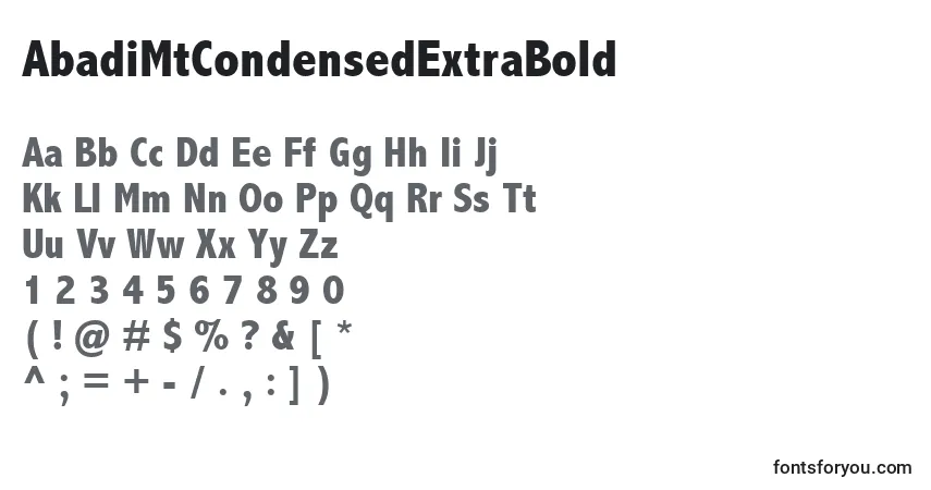 Fuente AbadiMtCondensedExtraBold - alfabeto, números, caracteres especiales