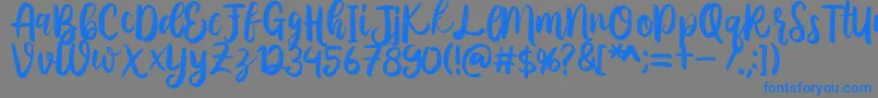 Austhina Brush Calligraphy Scratch -Schriftart – Blaue Schriften auf grauem Hintergrund