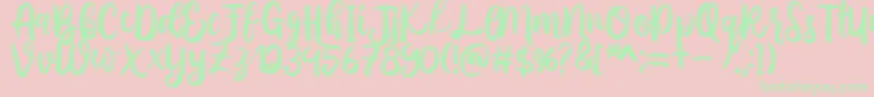 Austhina Brush Calligraphy Scratch -Schriftart – Grüne Schriften auf rosa Hintergrund