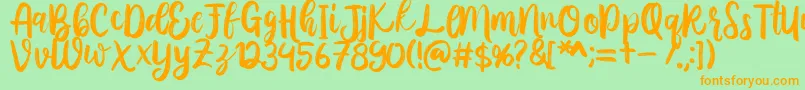 Austhina Brush Calligraphy Scratch  Font – Orange Fonts on Green Background