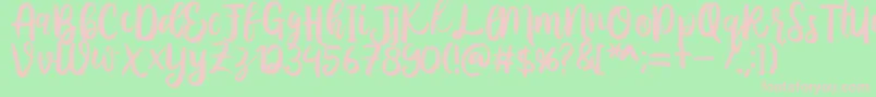 Austhina Brush Calligraphy Scratch -Schriftart – Rosa Schriften auf grünem Hintergrund