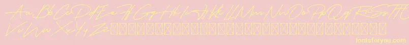 Austin Capittal-Schriftart – Gelbe Schriften auf rosa Hintergrund