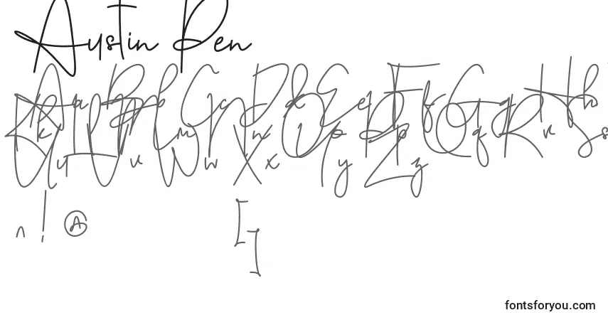Austin Pen-fontti – aakkoset, numerot, erikoismerkit