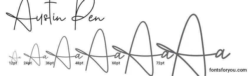 Размеры шрифта Austin Pen