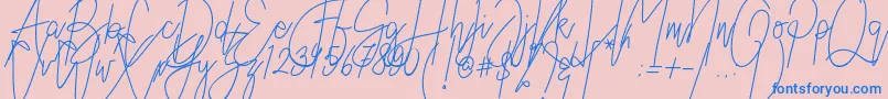 フォントAustin Worth – ピンクの背景に青い文字