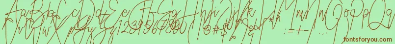 フォントAustin Worth – 緑の背景に茶色のフォント
