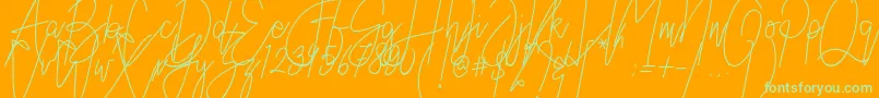 フォントAustin Worth – オレンジの背景に緑のフォント