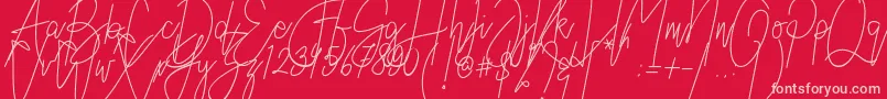 Austin Worth Font – Pink Fonts on Red Background