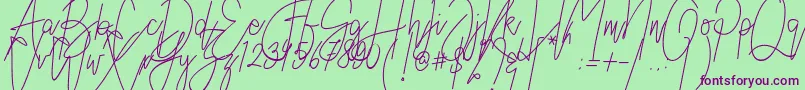 Więcej informacji o czcionce Austin Worth Czcionka Austin Worth – fioletowe czcionki na zielonym tle