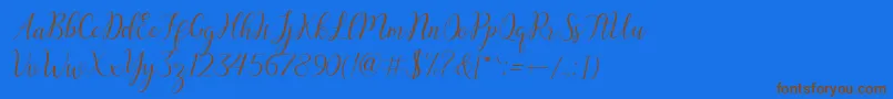 austina-Schriftart – Braune Schriften auf blauem Hintergrund
