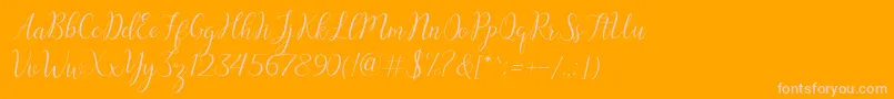 austina-Schriftart – Rosa Schriften auf orangefarbenem Hintergrund