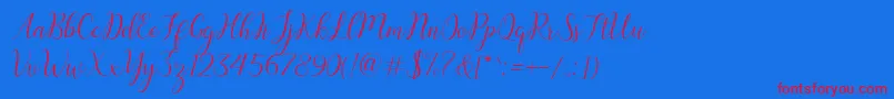 austina Font – Red Fonts on Blue Background