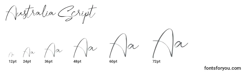 Размеры шрифта Australia Script