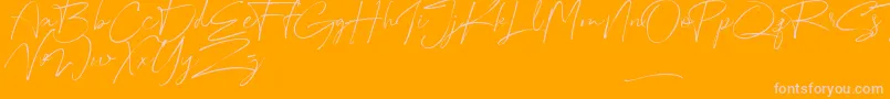 Australia Script-Schriftart – Rosa Schriften auf orangefarbenem Hintergrund