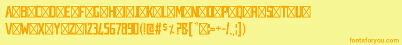 フォントAUSTRALIA TITLE – オレンジの文字が黄色の背景にあります。