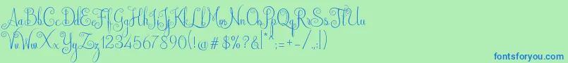 Australian Script-fontti – siniset fontit vihreällä taustalla
