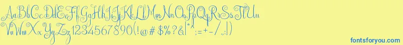 Australian Script-fontti – siniset fontit keltaisella taustalla